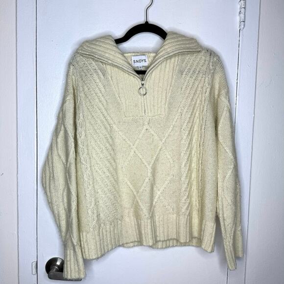 SNDYS x REVOLVE Jax Knit Sweater Size Small - Cream Half Zip - Picture 3 of 9
